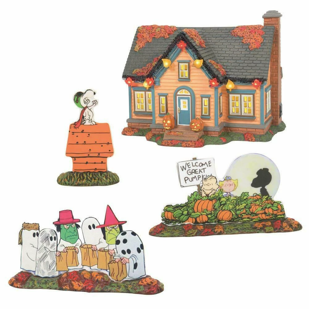 Brand new ๐งจ Department 56 ๐ฆ Halloween Snow Village Trick Or Treat Lane Peanuts ๐ 2 Department 56 Halloween Snow Village Trick Or Treat Lane Peanuts