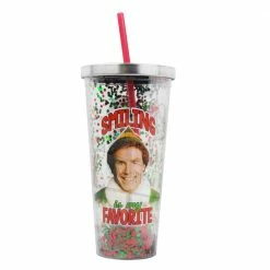 Spoontiques Housewares/Home Decor Smiling Is My Favorite 20oz Glitter Straw Cup From Elf The Movie