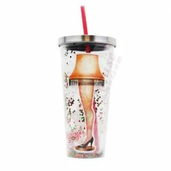 Spoontiques Leg Lamp 20oz Glitter Straw Cup From A Christmas Story